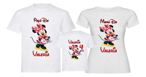 Camisetas Minnie Mouse Camisetas Familia Set X3 Personalizad