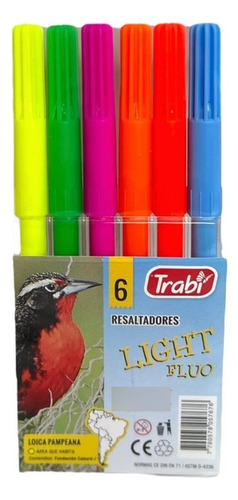 Resaltadores Trabi Junior Light Colores Fluo X 6 Unidades