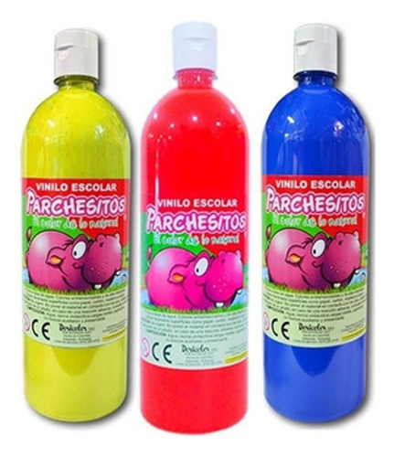 Vinilo Parchesitos Escolar X 1000 Ml, 1 Litro* 3 Unidades