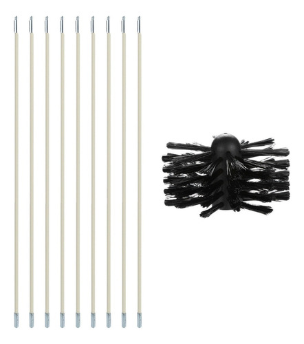 Chimney Cleaning Brush Kit 9pcs Poles With Head 1