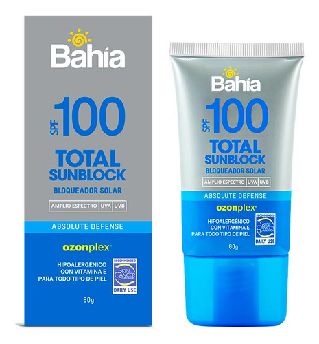 Protector Solar Bahía Total Sunblock Spf 100 Tubo 60g