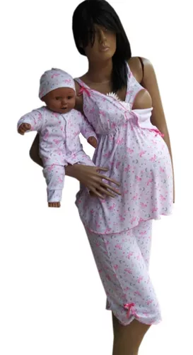 Pijama Materna Capri Blusa Botones Lactancia, Pijama Bebe