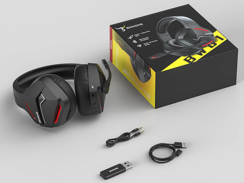 Auriculares Gamer Inalámbricos Binnune Bw01 Color Negro/rojo