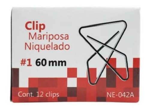40 Pzas Clip Mariposa Nextep Niquelado 60mm 12 Clips Ne0 /vc Color Plata