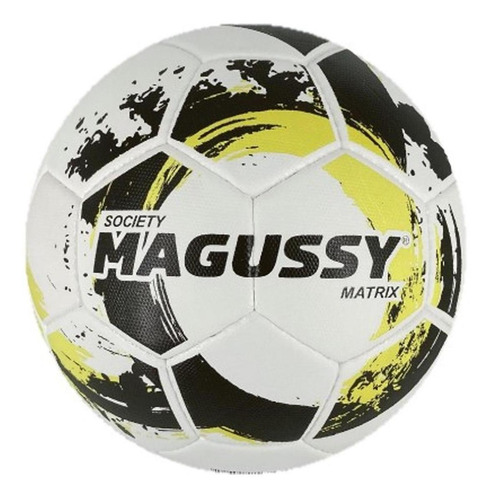 Bola Futebol Society Matrix Magussy Cor Branco/Amarelo/Preto