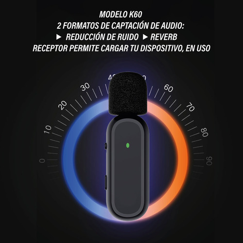 Micrófono Inalambrico K60 Solapero iPhone + Estuche De Carga