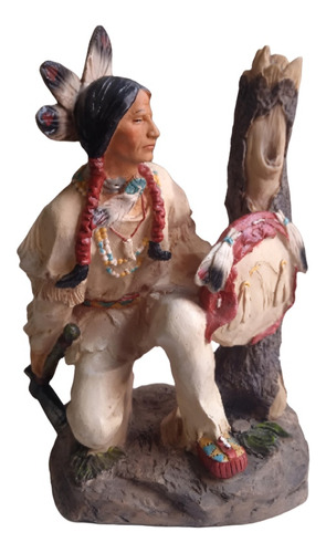 Indio Apache Estatua En Bulto De Resina Pieza Importada