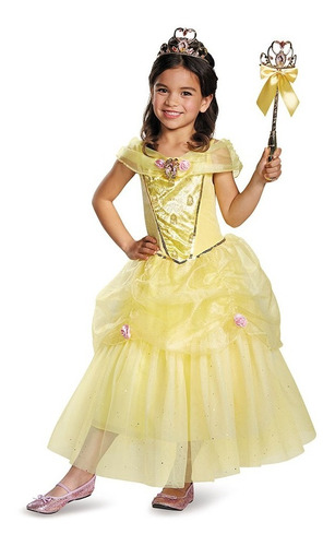 Disfraz Para Niña Princesa Bella Disney Talla Medium(7-8)-