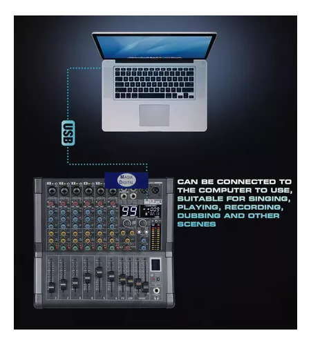 Mezcladora Pasiva 6 Canales, Efectos Dsp, Bluetooth, Ecualiz