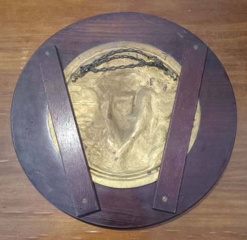 Antiguo Marco De Madera Con Imágen Jesús Madera Y Metal (Usado)