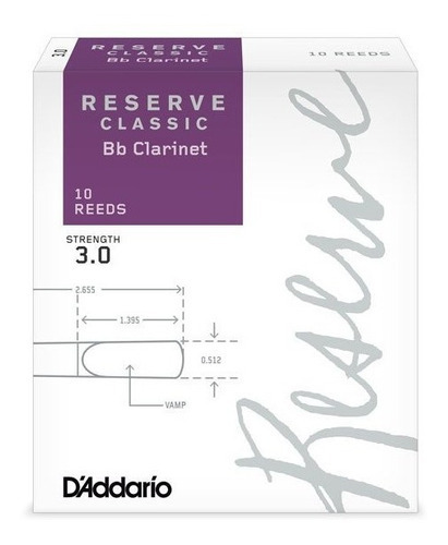 Cañas Clarinete Bb Nro 3 Daddario Reserve Classic X10 - Usa