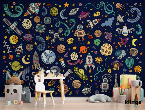 Vinilos Decorativos Mural Infantil Espacio Astronauta Naves 