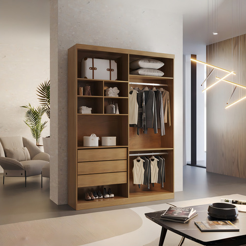 Closet Solteiro Fenix Com 3 Gavetas E 8 Prateleiras Imbuia Cor Marrom