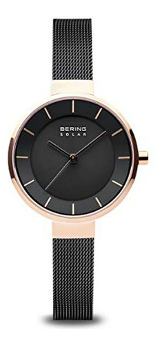 Bering Reloj Solar Delgado Con Cristal De Zafiro Resistente 