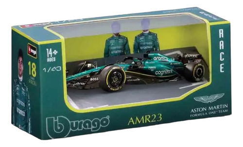 Miniatura F1 Aston Martin Amr23 2023 1:43 Burago Color Verde