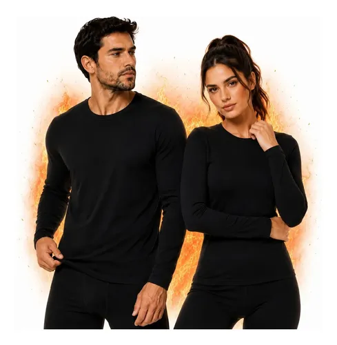 Conjunto Segunda Pele Térmica Flanelado Frio Intenso Preto - foto 1