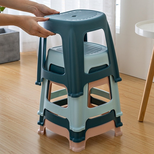 Piso Banquito Plástico Resistente Para Baño Cocina 24x24x30
