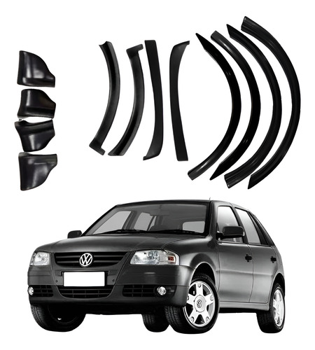 Kit Molduras Laterais Modelos G4 Gol Rallye/ Saveiro Surf Preto