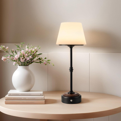 Lámpara De Mesa Led Inalámbrica, Lámpara De Escritorio Negra