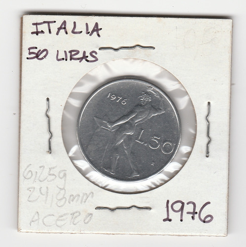 Moneda Italia 50 Liras 1976 Xf+