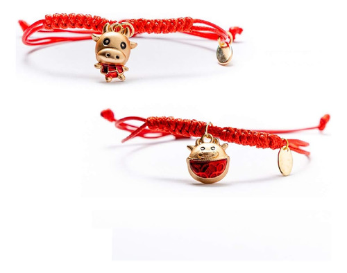 Girasol Sonriente 2pulsera Roja De Buena Suerte Cuerda Roja 