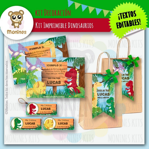 Kit Imprimible Dinosaurios Dinos ¡texto Editable!