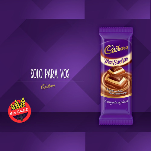 Imagen 3 de 7 de Chocolate Tres Sueños Cadbury Leche Blanco Semiamargo