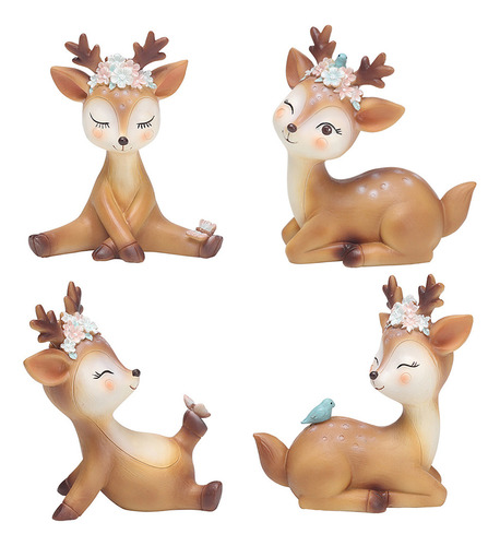 Cute Deer Cake Topper Resin Sika Home Enfeite Para