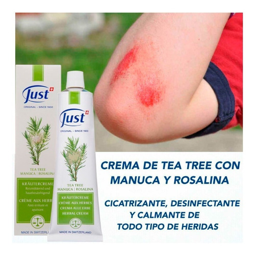 Imagen 6 de 6 de Crema De Tea Tree Swiss Just Producto Sellado 60g