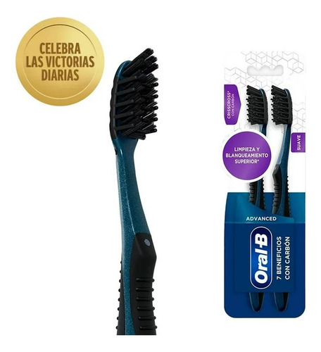 Cepillo Dental Oral-b Advaced 5 Acciones Con Carbón 2 Pzas Color Índigo