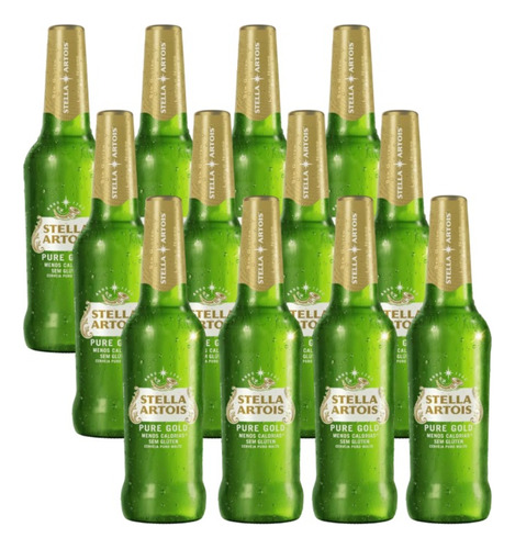 12x Cerveja Stella Pure Gold Sem Glúten 330ml Lançamento