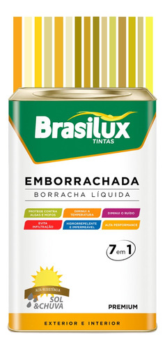 Tinta Emborrachada Amarela 16l Brasilux Borracha Líquida