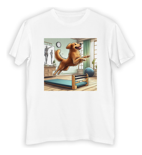 Remera Niño Perro Haciendo Deporte En Casa Dibujo