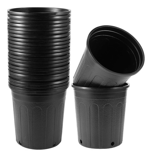 Hakzeon 25 Maceta 1 Galon Plastico Negro Para Vivero Redonda