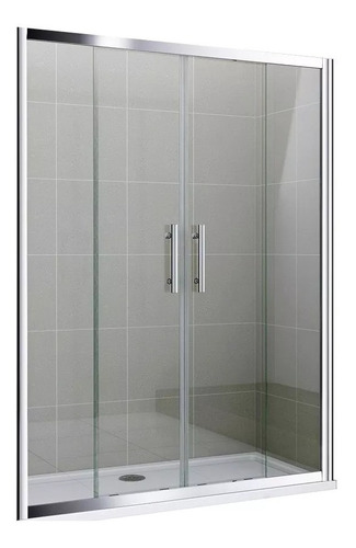 Mampara De Baño 130x185 Cm 4 Hojas Transparente Vidrio 6 Mm