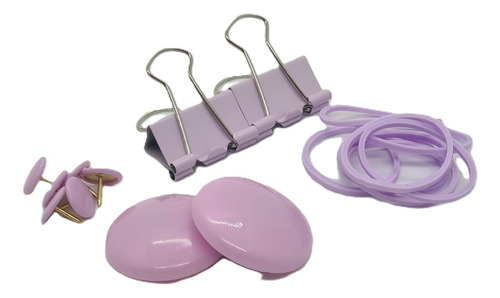 Caja Circular Plastica Con 4 Productos Super Clips Clips Lila