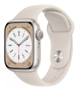 Apple Watch (GPS) Series 8 41mm caja 41mm de aluminio blanco estelar correa blanco estelar y patrón