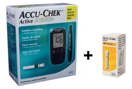 Glucómetro Accu-check Active + Lapiz + Estuche + 25 Lancetas