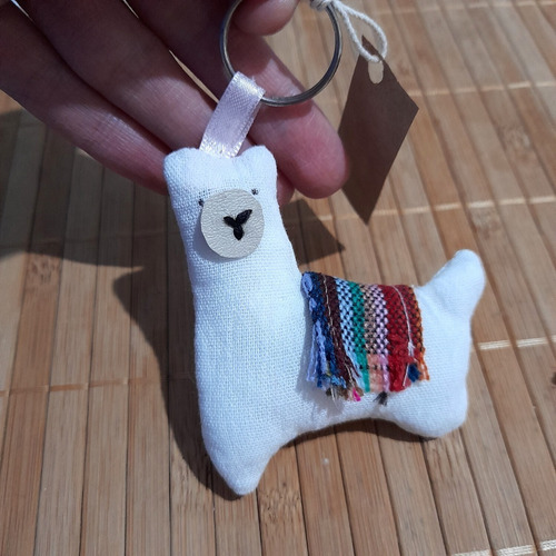 Imagen 2 de 5 de Souvenir Llavero Llama Tela + Tarjeta Personalizada X20