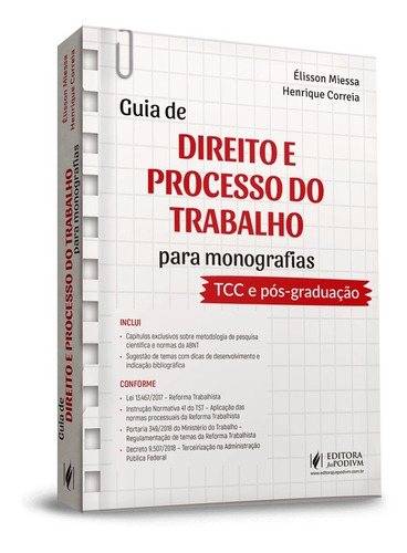 Guia De Direito E Processo Do Trabalho Para Monografias 2019