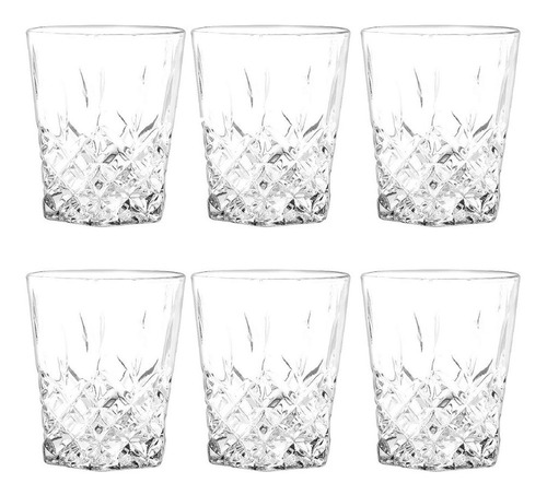 6 Vasos De Vidrio Diamante Para Whiskey Y Licor 10 Oz 