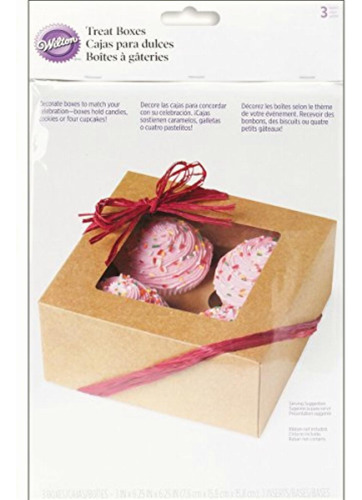 Wilton 415-0953 Kraft 4 Cavity Cupcake Boxes, 3 Count