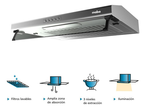 Campana Extractora Utilitaria De 60cm Mabe Cmu6020pi0 Color Acero inoxidable