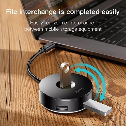 Hub Usb Baseus Power Round Box 4 En 1, 5gbps, Cahub-f01