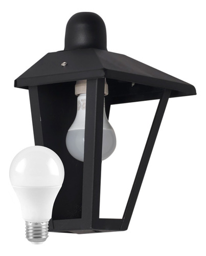 Farol Colonial De Pared De Chapa Exterior + Lampara Led 9w