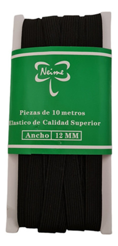 Elástico Negro De 10 Metros De Largo Por 12 Mm. De Ancho.