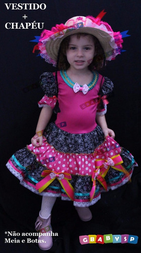 Vestido Junino Festa Junina Caipira Infantil Luxo Quadrilha
