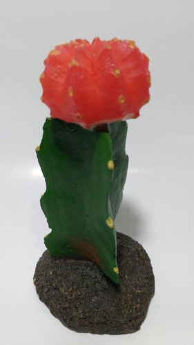 Planta Artificial Cactus Flor Vermelha Aquário Terrário Vaso
