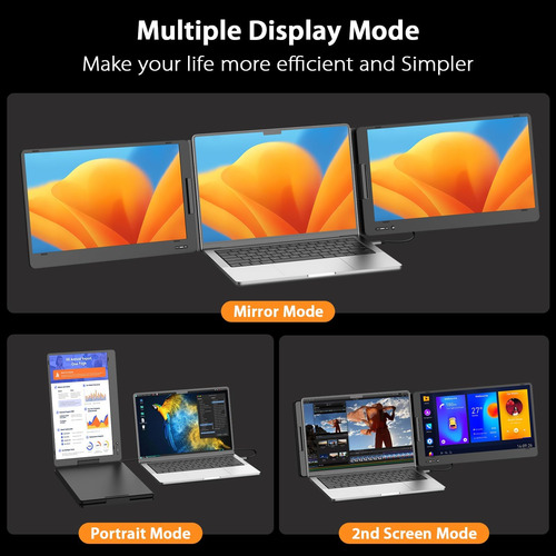 Monitor Portátil Triple Qqh, Extensor De Pantalla De La Comp