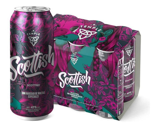 Cerveza Temple Scottish Roja 473 Ml Pack X6 - Fullescabio